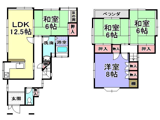 Floor plan. 10.8 million yen, 4LDK, Land area 101.99 sq m , Building area 92.53 sq m