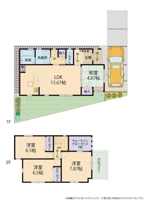 Other building plan example.  [No. 15 place local model house plans] (Land area: 107.35m2, Building area: 98.55m2) Japanese-style room Ya that can be used to steep visitors and hospitality, A house with a walk-in closet of a large capacity that does not annoy the storage of luggage.