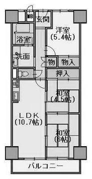 Floor plan. 3LDK, Price 9.8 million yen, Occupied area 63.25 sq m , Balcony area 7.15 sq m   ☆ Refurbished ・ It is immediately Available.