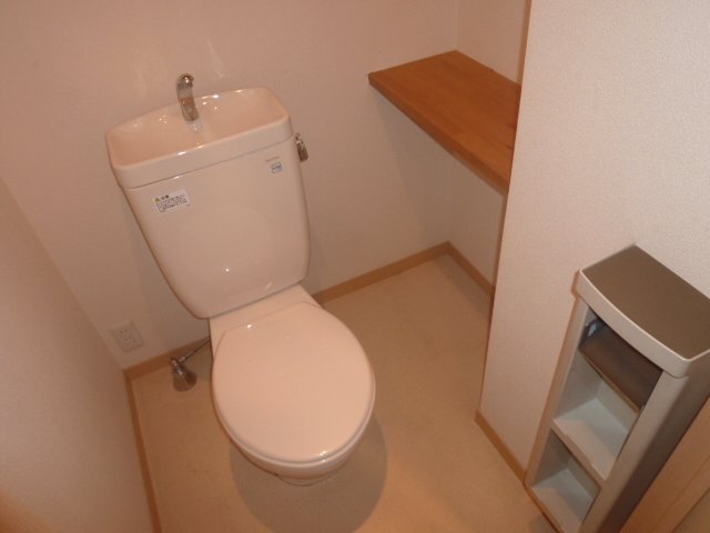 Toilet. It is a handy toilet because the shelf is a lot