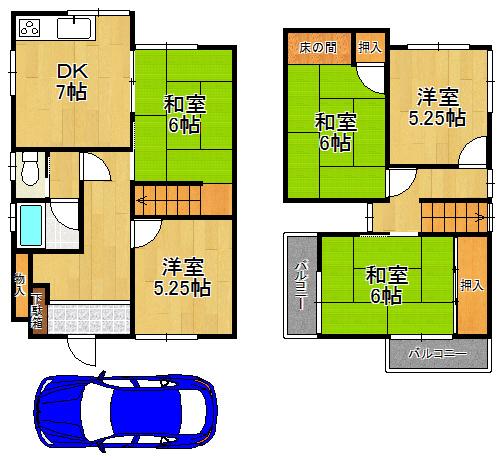 Floor plan. 20.4 million yen, 5DK, Land area 114.64 sq m , Building area 88.92 sq m