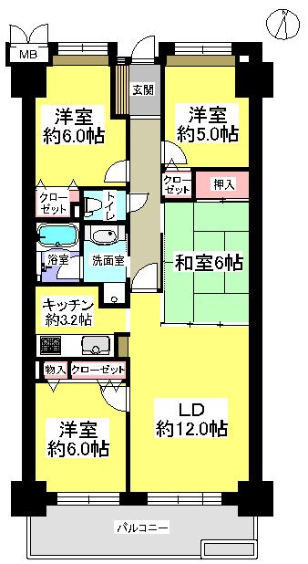 Floor plan. 4LDK, Price 11.3 million yen, Footprint 81.9 sq m , Balcony area 11.05 sq m