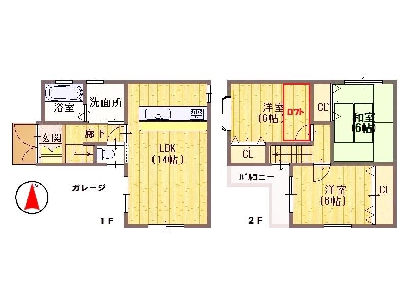 Floor plan. 26.5 million yen, 3LDK, Land area 61.54 sq m , Building area 72.35 sq m All rooms renovation completed immediately Available! 