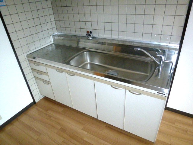 Kitchen. Sink is very large! Gas stove installation Allowed