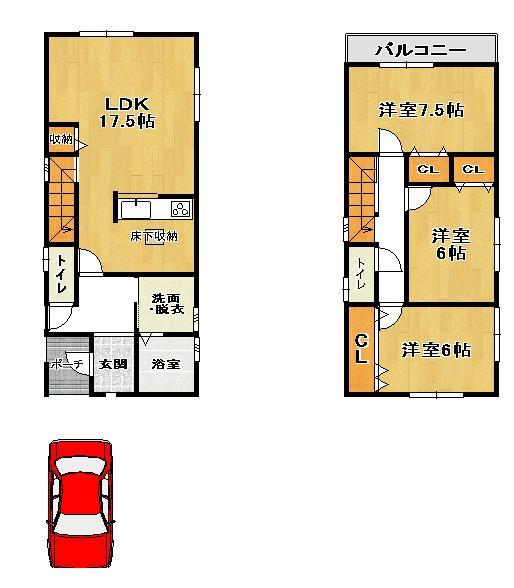 Floor plan. (1 Building), Price 22,800,000 yen, 3LDK, Land area 116.08 sq m , Building area 92.74 sq m