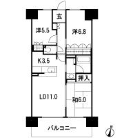 Floor: 3LDK, occupied area: 70.24 sq m, Price: 25.4 million yen
