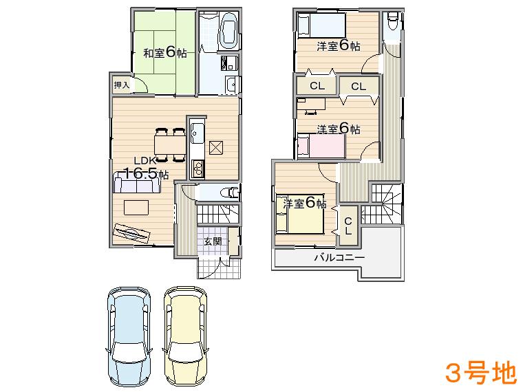 Floor plan. (No. 3 locations), Price 26,800,000 yen, 4LDK, Land area 122.6 sq m , Building area 98.41 sq m