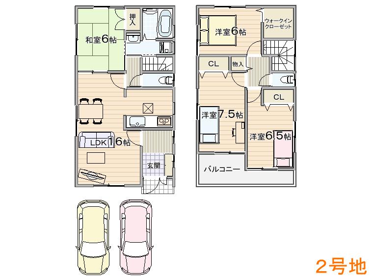 Floor plan. (No. 2 locations), Price 26,800,000 yen, 4LDK, Land area 125.51 sq m , Building area 98.82 sq m