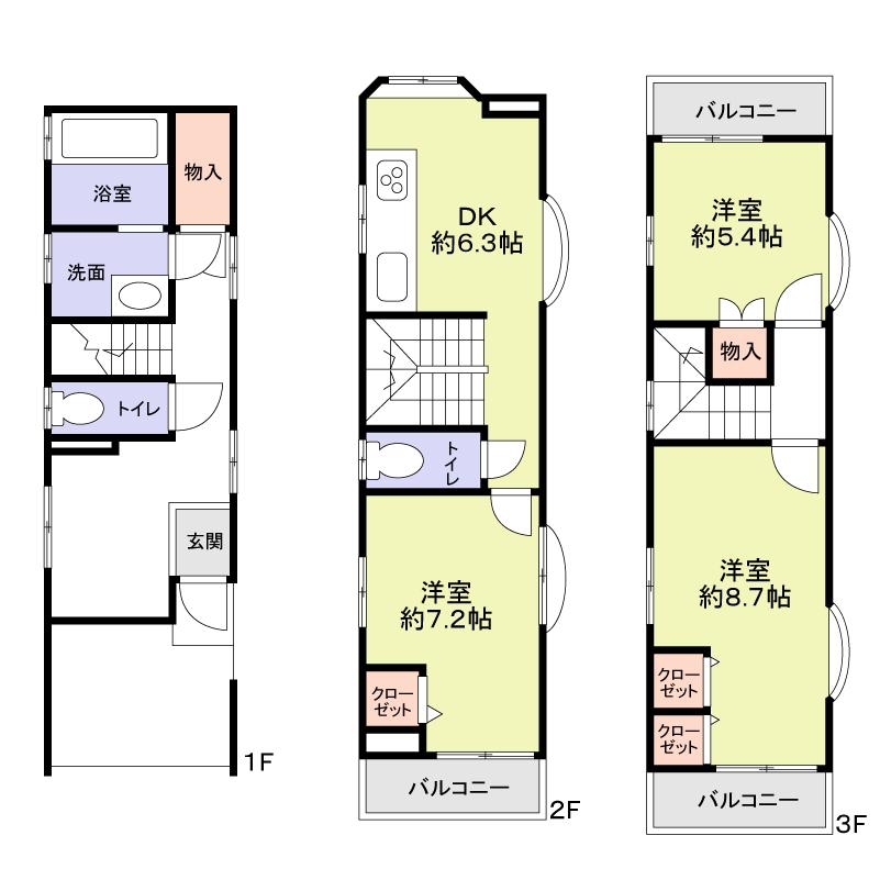 Floor plan. 19,800,000 yen, 3LDK, Land area 55.86 sq m , Building area 89.5 sq m