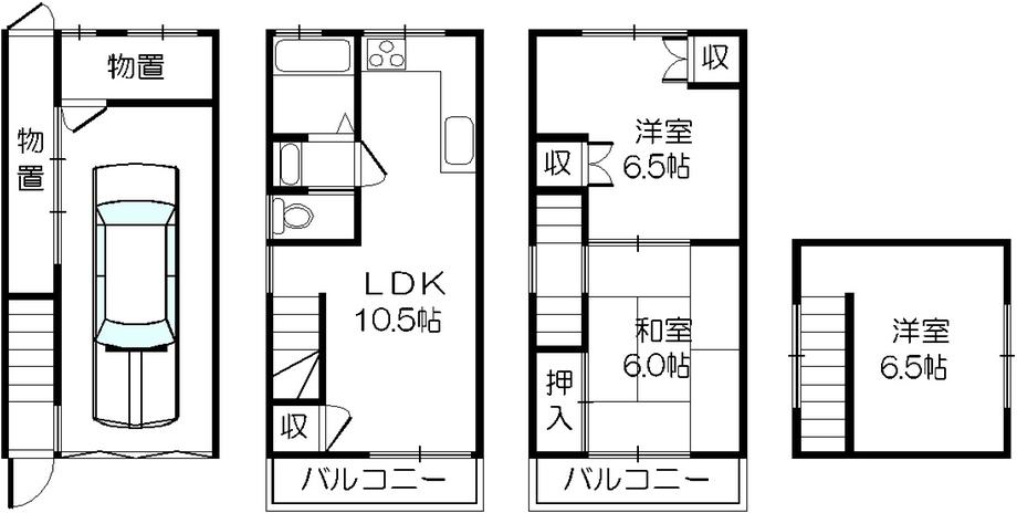 Floor plan. 6.8 million yen, 3LDK, Land area 34 sq m , Building area 61.89 sq m 3LDK + is a floor plan of the garage