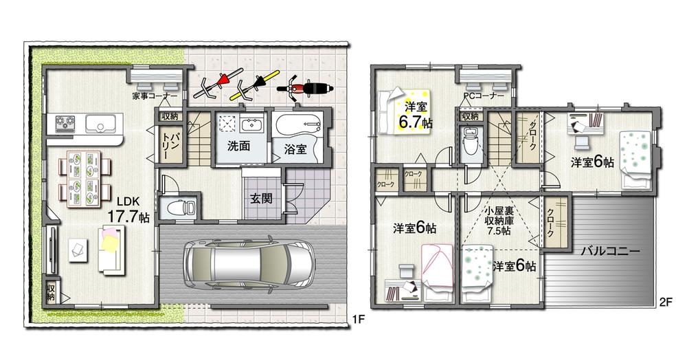 Floor plan. 36,800,000 yen, 4LDK, Land area 92.71 sq m , Building area 97.19 sq m floor plan You can design freely