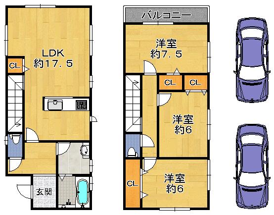 Floor plan. (No. 1 point), Price 22,800,000 yen, 3LDK, Land area 116.08 sq m , Building area 92.74 sq m