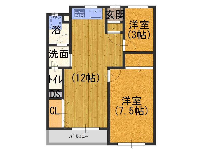Floor plan. 2LDK, Price 7.8 million yen, Occupied area 51.03 sq m , Balcony area 3 sq m