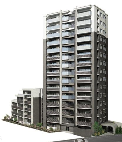 Rendering (appearance). 2013 July completion 15-storey 5 floor angle dwelling unit