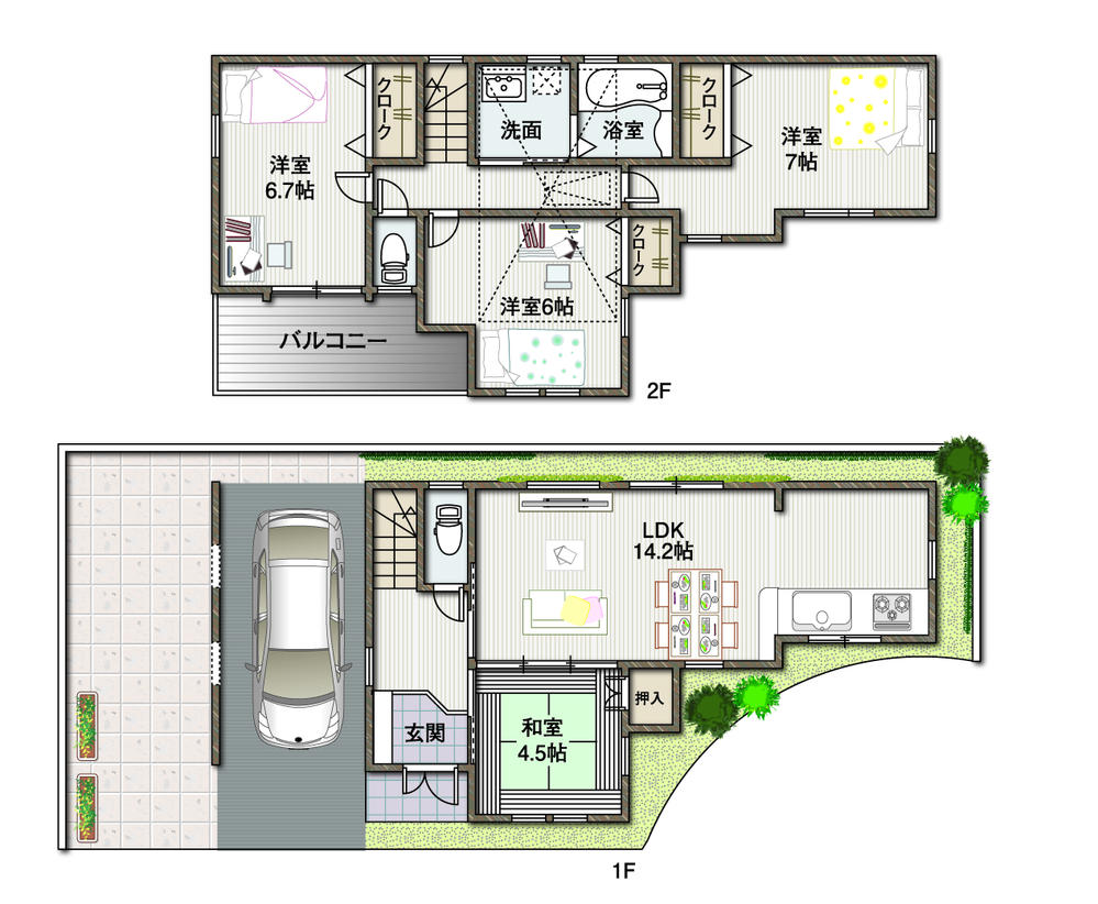 Floor plan. 32,300,000 yen, 4LDK, Land area 75.43 sq m , Building area 90.04 sq m floor plan changes can be freely