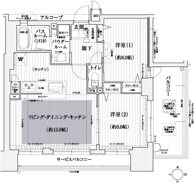 Floor: 2LDK, occupied area: 58.45 sq m, Price: 27,780,000 yen ・ 28,980,000 yen