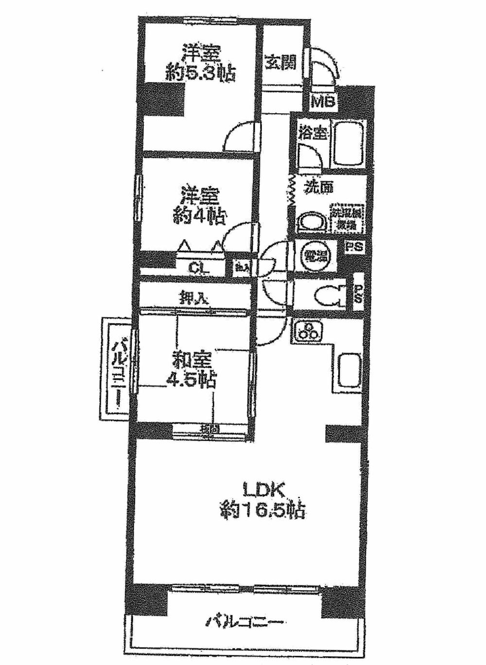 Floor plan. 3LDK, Price 12.8 million yen, Occupied area 73.45 sq m , Balcony area 10.68 sq m