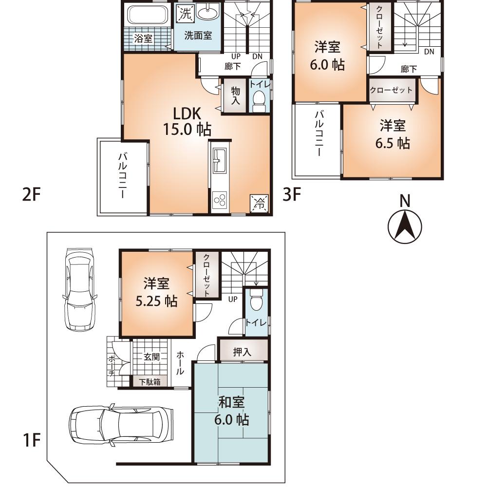Floor plan. (No. 1 point), Price 26,900,000 yen, 4LDK, Land area 78.99 sq m , Building area 101.25 sq m
