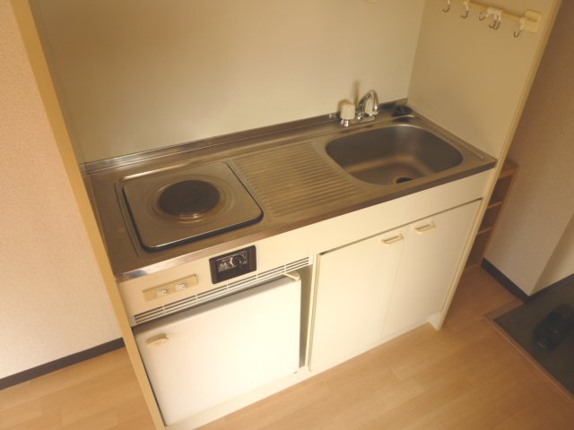 Kitchen. Electric stove ・ It is with a mini fridge. 