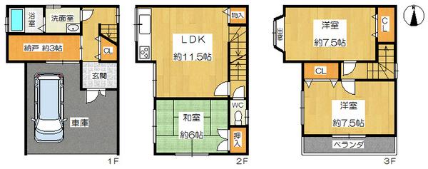 Floor plan. 10.8 million yen, 3LDK+S, Land area 56.99 sq m , Building area 100.44 sq m