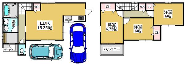 Floor plan. 22,900,000 yen, 3LDK, Land area 87.75 sq m , Building area 81.8 sq m