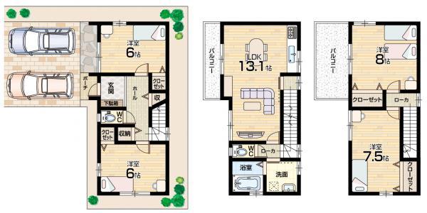Floor plan. 25,800,000 yen, 4LDK, Land area 70.34 sq m , Building area 99.02 sq m Floor