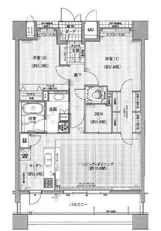 Floor plan. 2LDK, Price 18.9 million yen, Occupied area 76.44 sq m , Balcony area 14.39 is the floor plan of sq m 2LDK