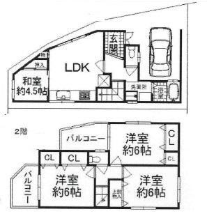 Floor plan. 14.8 million yen, 4LDK, Land area 74.41 sq m , Building area 92.34 is the floor plan with a sq m 4LDK + garage