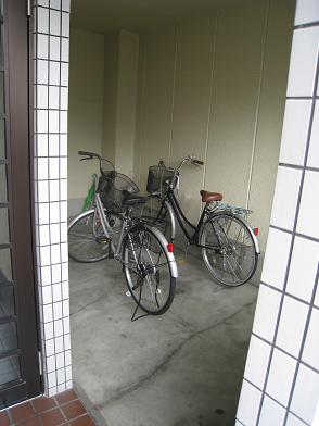 Other common areas. Bicycle parking lot with a roof