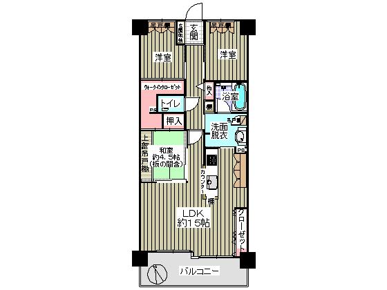 Floor plan. 3LDK, Price 11.8 million yen, Occupied area 68.58 sq m , Balcony area 9.49 sq m