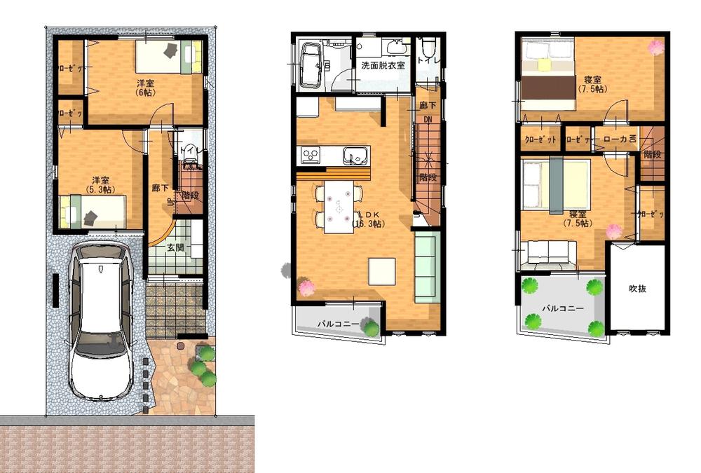Floor plan. 23.5 million yen, 4LDK, Land area 74.19 sq m , Building area 100.3 sq m 4LDK living Fukinuki