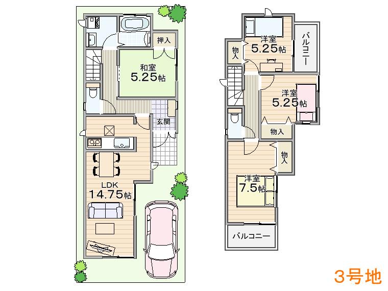 Floor plan. (No. 3 locations), Price 29,800,000 yen, 4LDK, Land area 96.9 sq m , Building area 93.15 sq m