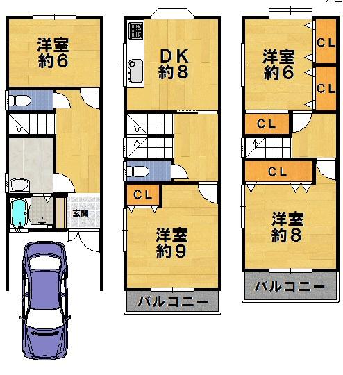 Floor plan. 13.8 million yen, 4DK, Land area 53.23 sq m , Building area 107.03 sq m