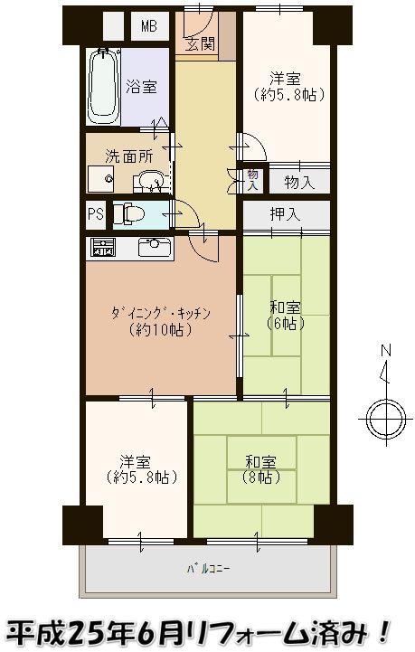 Floor plan. 4DK, Price 9.99 million yen, Occupied area 78.12 sq m , Balcony area 8.19 sq m