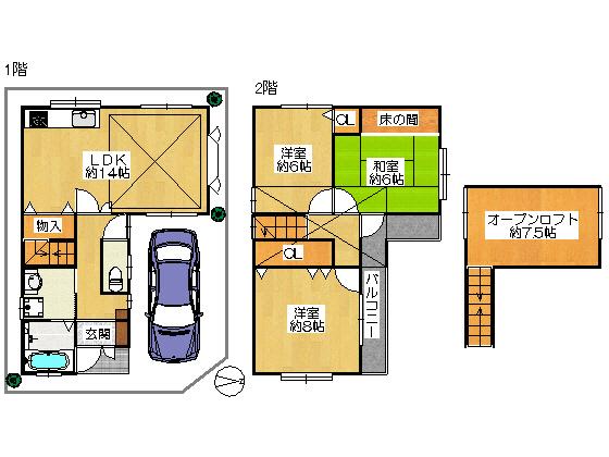 Floor plan. 24,800,000 yen, 3LDK + S (storeroom), Land area 70.95 sq m , Building area 82.08 sq m