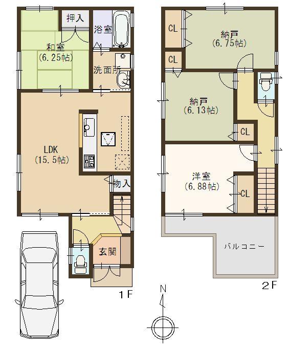 Floor plan. 25,800,000 yen, 4LDK, Land area 98.08 sq m , Building area 95.58 sq m