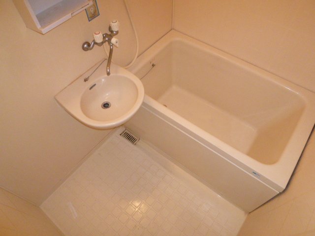 Bath. It is with the bathroom and wash basin. 