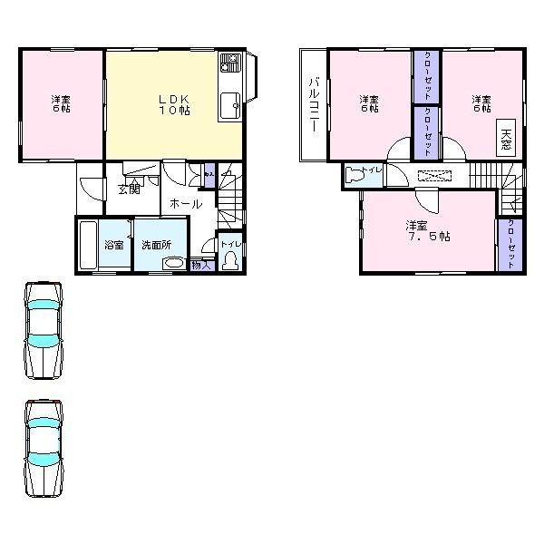 Floor plan. 22,800,000 yen, 4LDK, Land area 96.94 sq m , Building area 87.89 sq m   ☆ All room 6 quires more! 