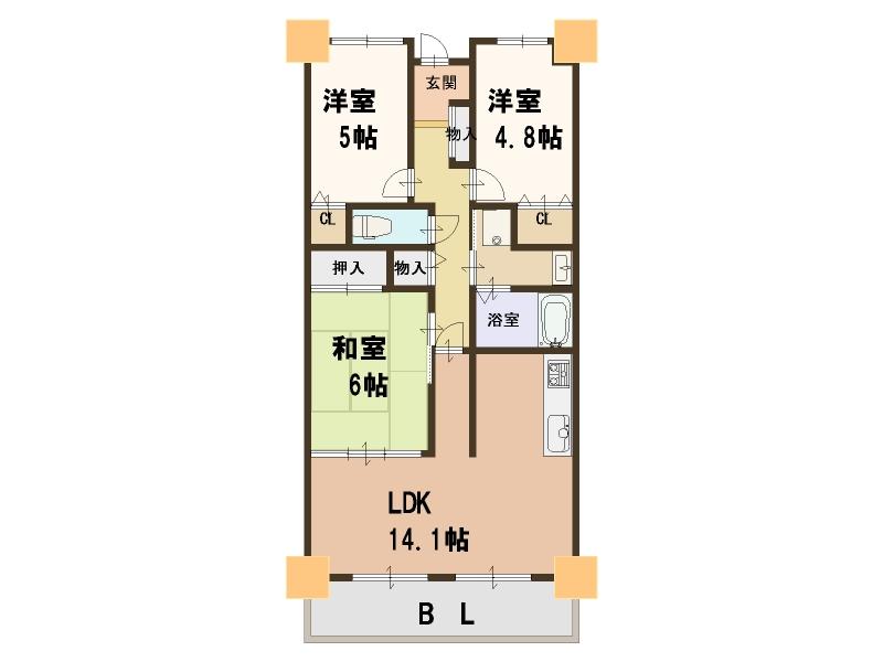 Floor plan. 3LDK, Price 12.9 million yen, Occupied area 68.83 sq m