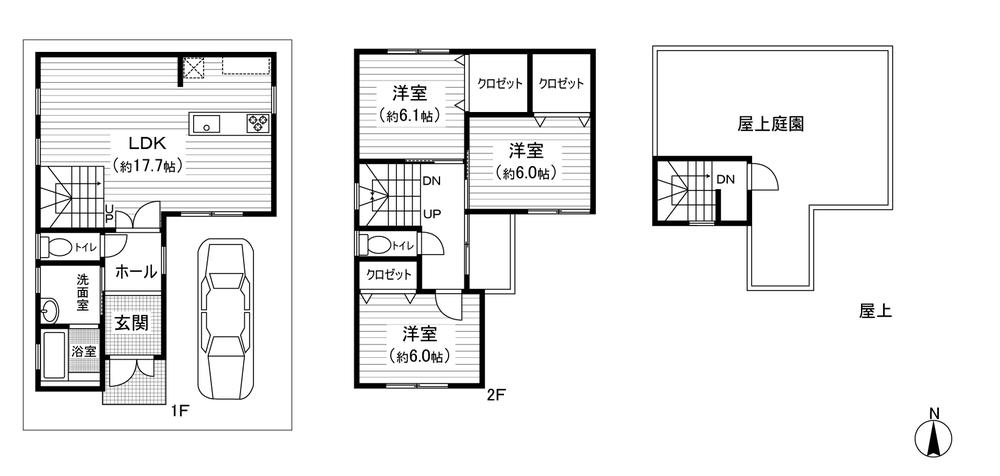 Building plan example (floor plan). Building plan example (B No. land) Building price 30,800,000 yen,  Building area 98.61 sq m