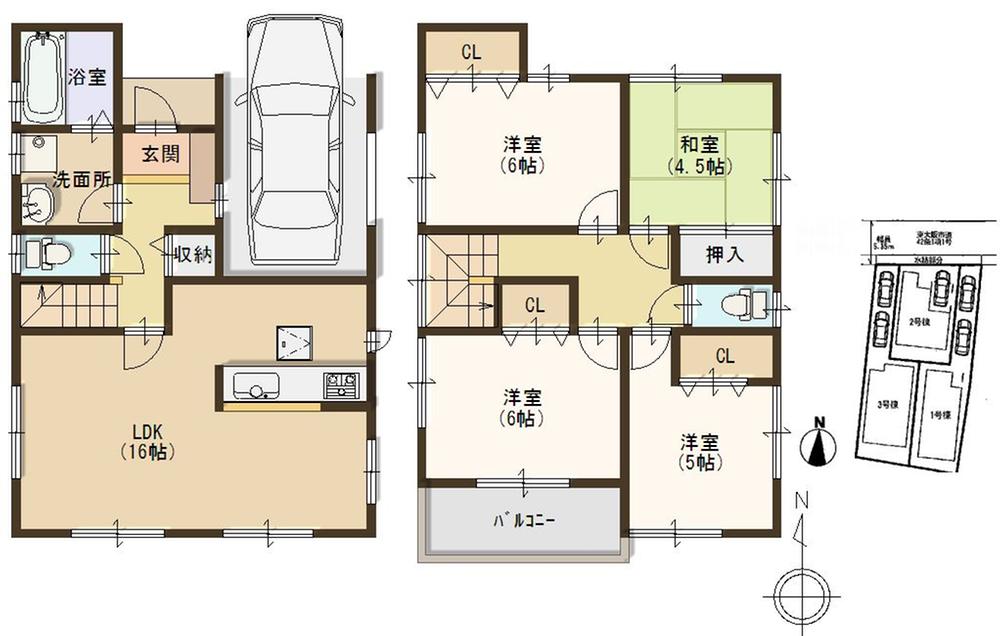 Floor plan. (No. 2 locations), Price 24,800,000 yen, 4LDK, Land area 90.03 sq m , Building area 102.68 sq m