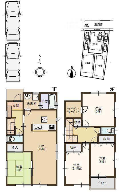 Floor plan. (No. 3 locations), Price 24,800,000 yen, 4LDK, Land area 116.88 sq m , Building area 103.5 sq m