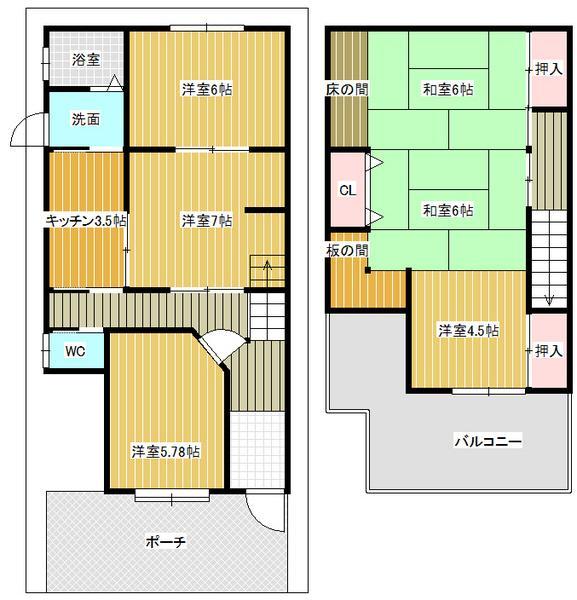 Floor plan. 13.8 million yen, 5DK, Land area 87.56 sq m , Building area 107.94 sq m