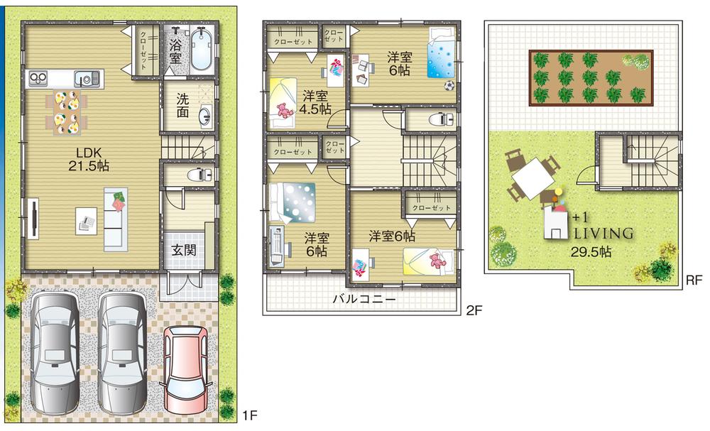 Other. No. 9 land available parking 3 cars. The first floor is spacious 21.5 Pledge of living space. Equipped with a large closet on the second floor of each room.