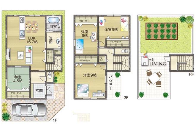 Other. Reference Floor ☆ Add a tatami space in addition to the 16.7 quires the living room on the first floor. 9 Pledge of the room is one room on the second floor of 6 tatami room into two chambers.