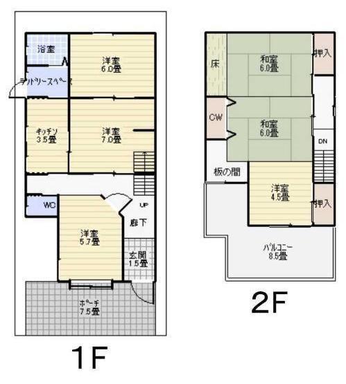 Floor plan. 13.8 million yen, 5LDK, Land area 87.56 sq m , Building area 107.94 sq m
