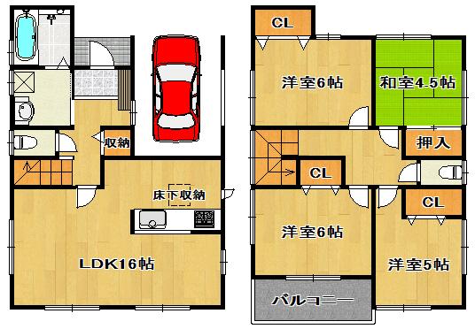 Floor plan. (Building 2), Price 24,800,000 yen, 4LDK, Land area 90.03 sq m , Building area 102.68 sq m