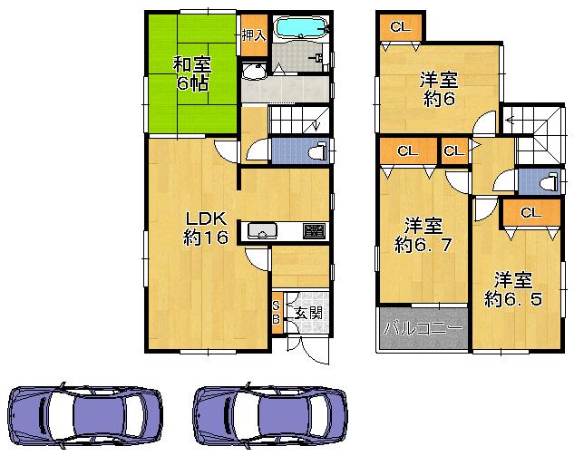 Floor plan. (No. 4 locations), Price 27,800,000 yen, 4LDK, Land area 108.95 sq m , Building area 95.58 sq m