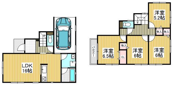 Floor plan. 27,800,000 yen, 4LDK, Land area 98.22 sq m , It is a building area of 102.86 sq m economical solar power generation mortgage ☆