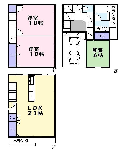 Floor plan. 18.3 million yen, 3LDK, Land area 79.25 sq m , Building area 122.81 sq m